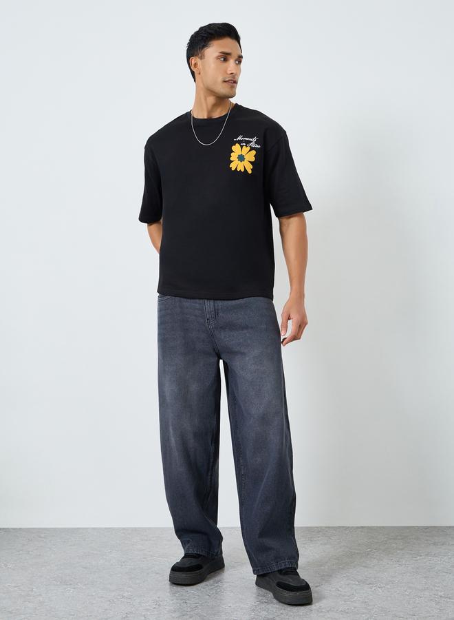 Styli Men Charcoal Wash Baggy Fit Jeans - Image 1